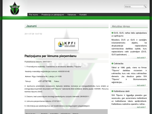 Tilpums, SIA